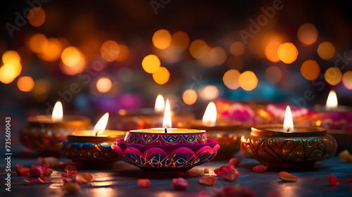 AI generative background for use in diwali festival decorations photo