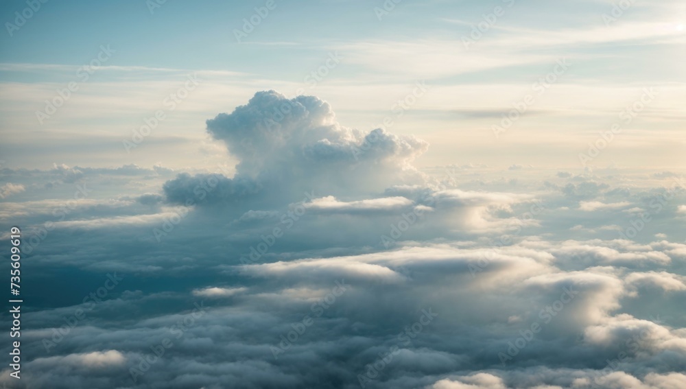 A view of clouds from an airplane. Generative AI.