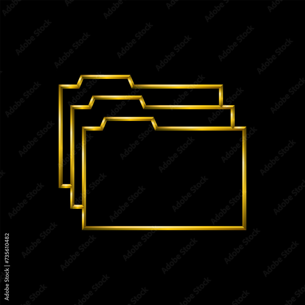 Folders Archive icon, golden metallic thin 3d lines vector illustration collection. Folders Archive icon, golden metallic thin 3d lines vector illustration collection.