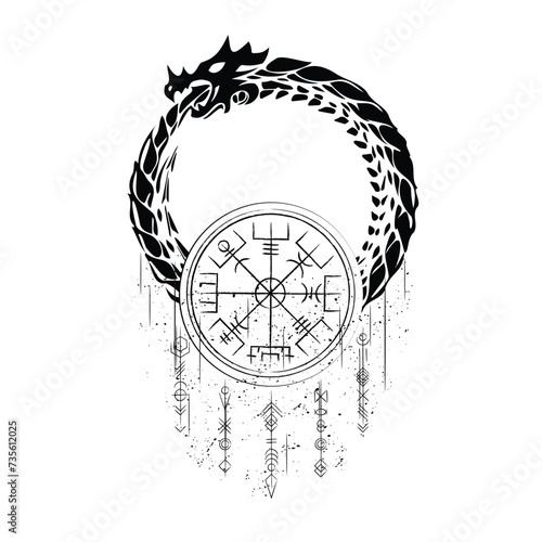 Black blots grunge dragon runes symbols