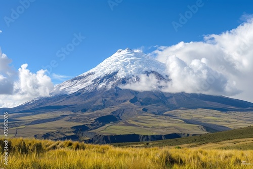 Exploring the Majestic Chimborazo  Ecuador s Iconic Volcano and Mountain. Generative AI
