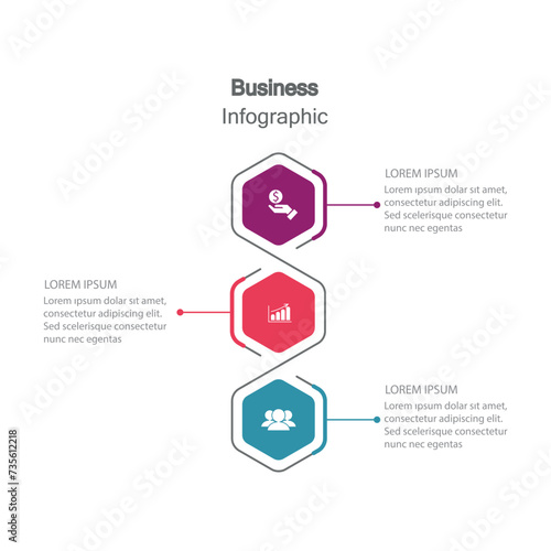 Business Infographic with three Strategic Steps