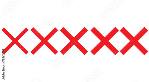 X close delete cross icon red mark symbol isolated, wrong deny vote poll handwritten hand drawn error choice element, reject cancel tick button clipart