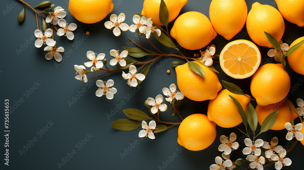 Obraz premium Yuzu orange pattern background and space for text , Photorealistic