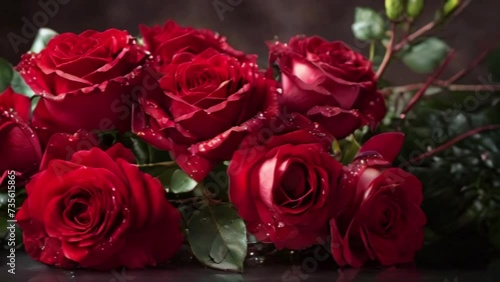 Wallpaper Mural bouquet of roses,  as if just plucked from the garden. The arrangement is meticulously composed, with the blossoms artfully arranged in a harmonious balance, exuding a sense of elegance and romance. Torontodigital.ca