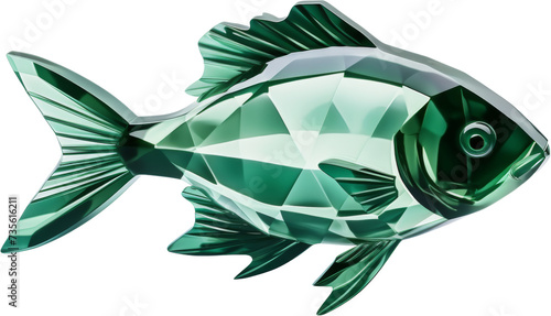 Fish,green crystal shape of fish,fish made of crystal 