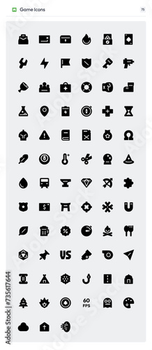Game theme black and white icon pack
