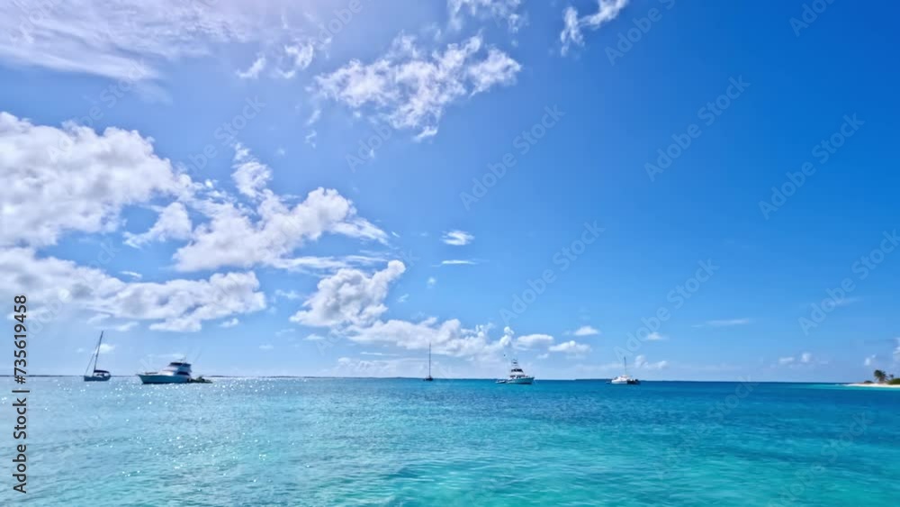 Panning of paradise island and turquoise waters at the Caribbean. Los Roques National Park, Venezuela Panning of paradise island and turquoise waters at the Caribbean. Los Roques National Park, Venezuela