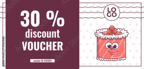 Vintage Japanese food characters Sushi, Roll. Discount voucher. Cartoon design seafood art for bar, restaurant. Retro vector illustration.