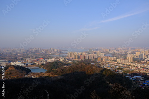 aerial view of Wuhan city Jiangxia District skyline