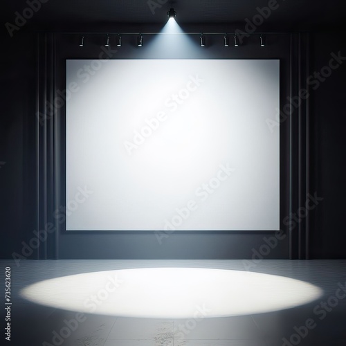 Empty white projection screen in spotlight © ST 3Design