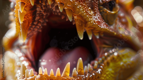 Close-Up of a Bearded Dragon's Open Mouth and Teeth photo