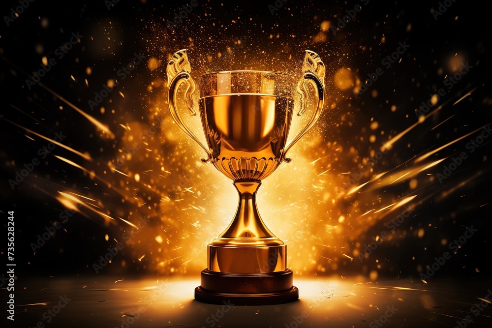 Champion golden trophy cup background Champion golden trophy cup background