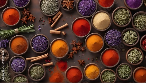  Let our AI platform take you on a journey through the world of herbs and spices  with each image capturing the essence of a different type. From the delicate petals of lavender to the bold and fiery 