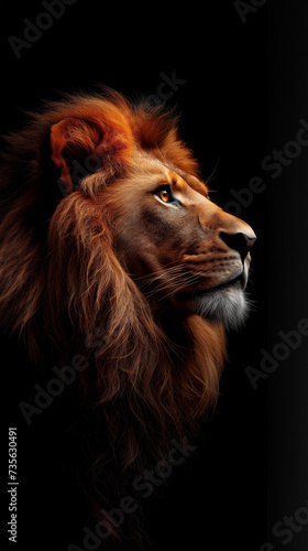 Portrait of a lion on black background