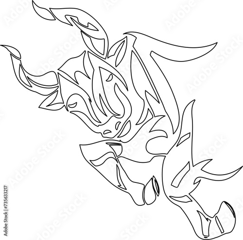 牡牛座の線画イラスト
