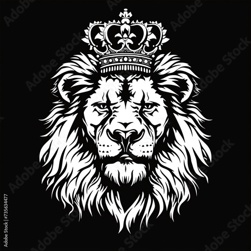 decal, white sticker, one color, vector, norse, lion, wearing crown