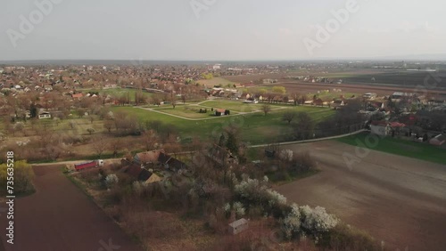 Aerial View of Small Suburban Town of Temerin photo