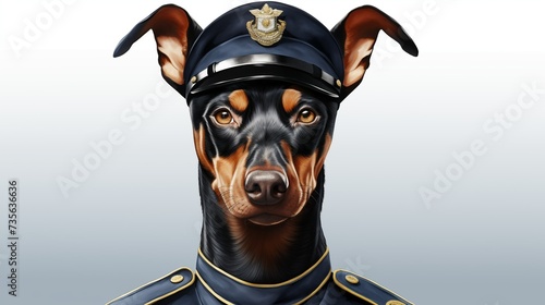 dog, German Pinscher in police uniform