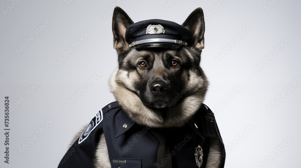 dog, Norwegian Elkhound in police uniform