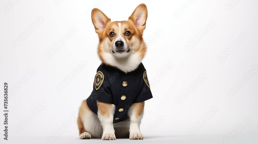 dog, Pembroke Welsh Corgi in police uniform dog, Pembroke Welsh Corgi in police uniform