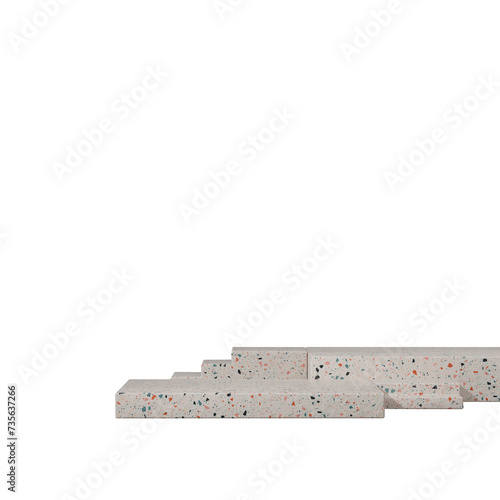 rendering 3d transparent background of beige terrazzo patterned podium in square with stairs
