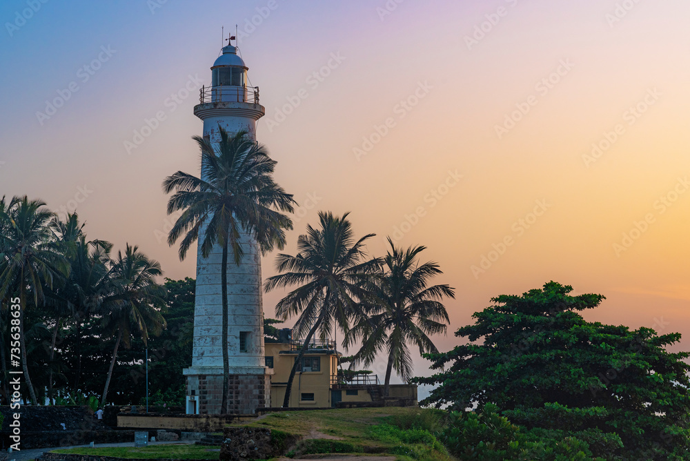 Lighthouse landmark in Galle Fort, Sri Lanka - obrazy, fototapety, plakaty 
