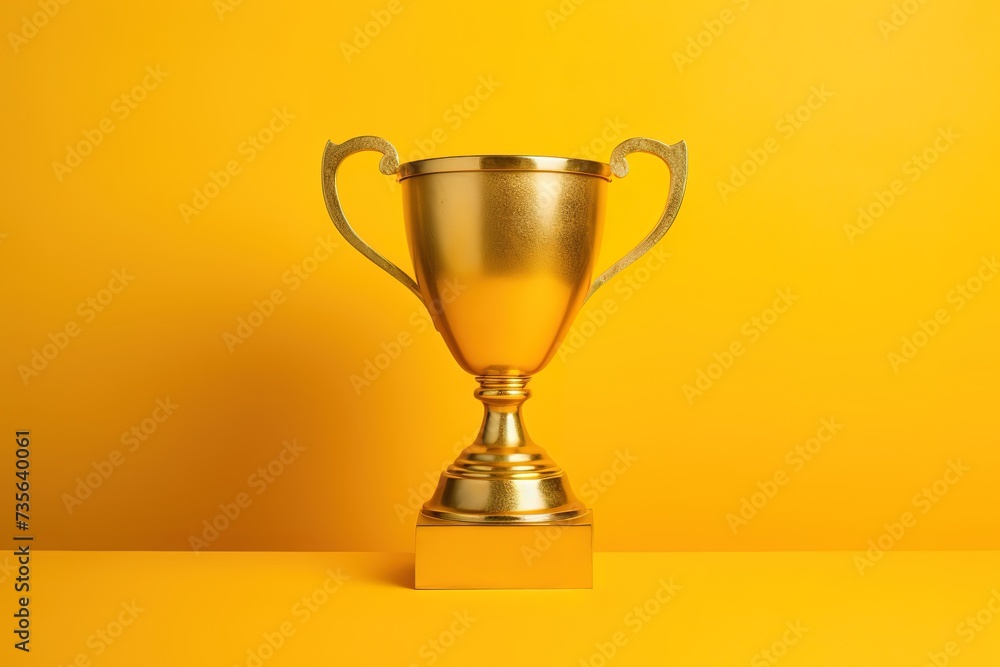 golden trophy on yellow background golden trophy on yellow background