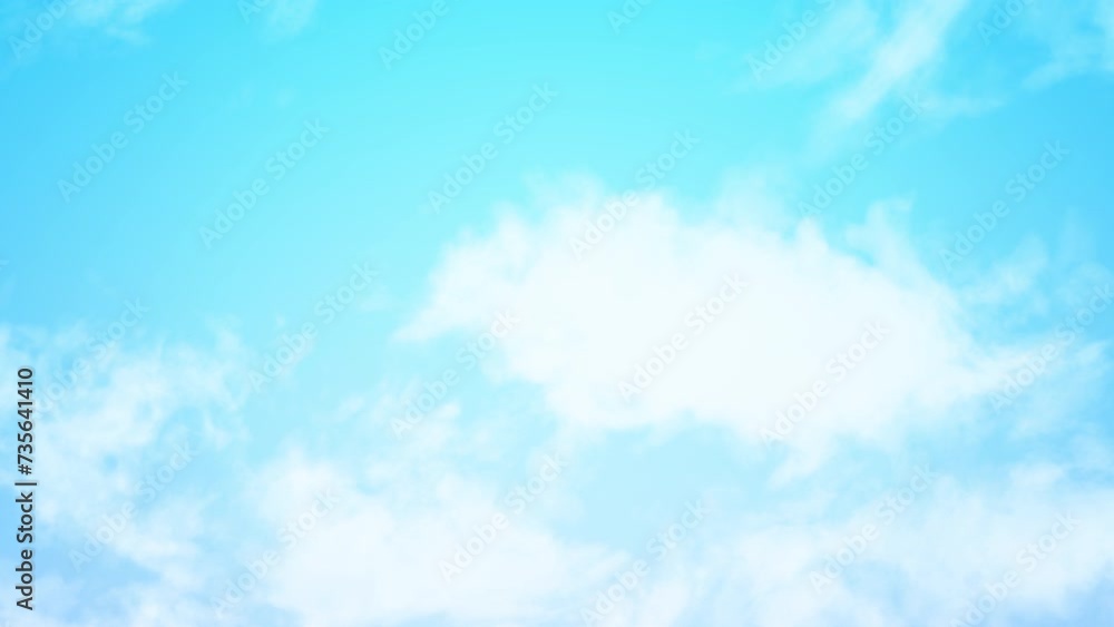 Blue Sky with Fluffy Clouds and Bright Sunlight. Cloud flying through moving on black background. White cloudscape atmosphere motion graphics animation on black. 3D rendering. Blue Sky with Fluffy Clouds and Bright Sunlight. Cloud flying through moving on black background. White cloudscape atmosphere motion graphics animation on black. 3D rendering.