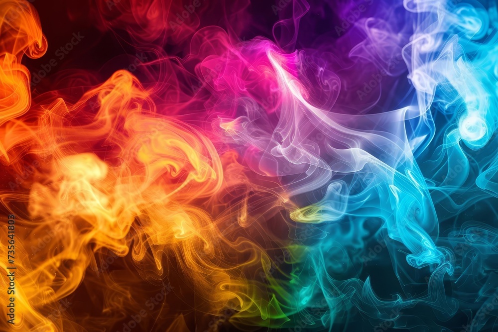 Dynamic explosion of colorful neon smoke Creating a vibrant abstract background with a psychedelic effect Dynamic explosion of colorful neon smoke Creating a vibrant abstract background with a psychedelic effect