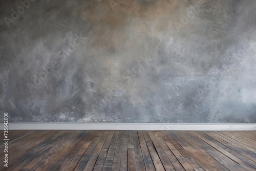 Empty room with a gray wall Offering a versatile backdrop for various interior design projects or product showcases Featuring space for customization and creative expression