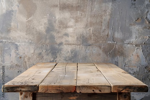 Empty old wooden table with a rustic aesthetic Serving as a versatile backdrop for product photography or design projects