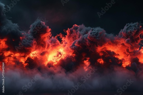 Explosion border showcasing dark smoke and fiery red lava Creating a dramatic and intense visual effect that commands attention