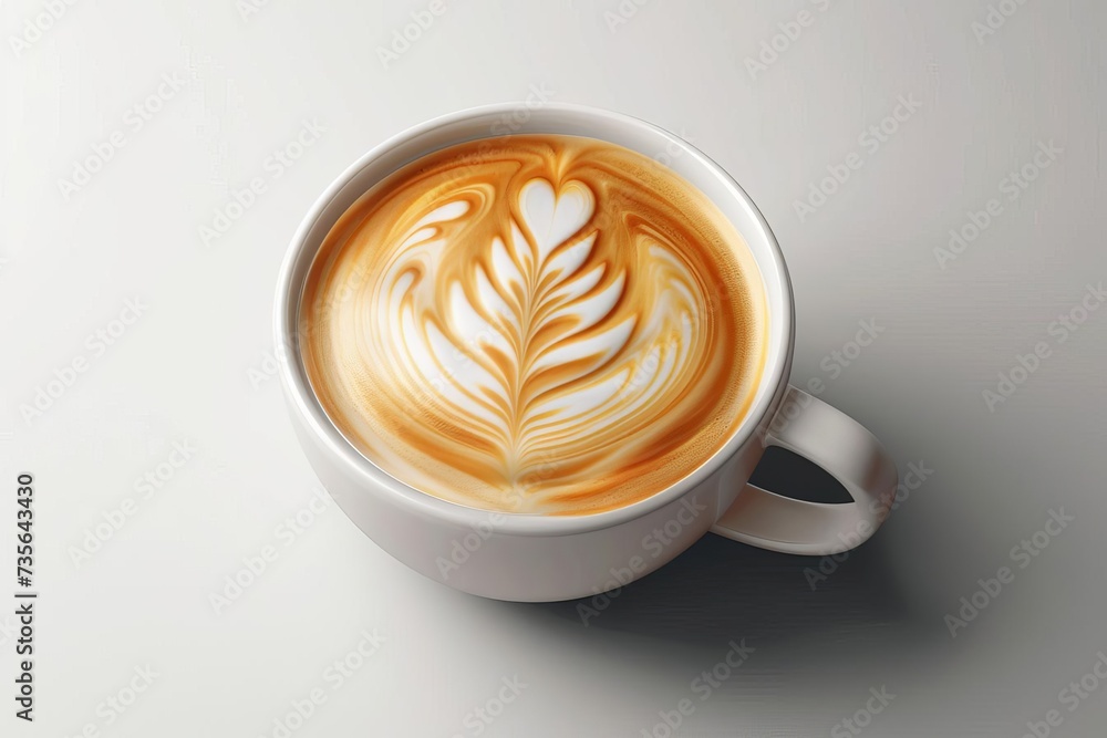 Ultra-realistic cup of latte with a perfect foam art Isolated for a refreshing morning start Ultra-realistic cup of latte with a perfect foam art Isolated for a refreshing morning start