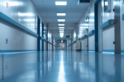 Unfocused view of a hospital hallway Creating an abstract background with a clinical Medical theme