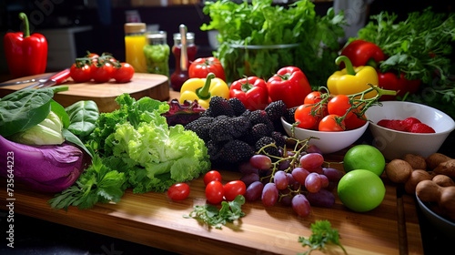 mixed vegetable on table. healthy food for balanced meal and nourishment