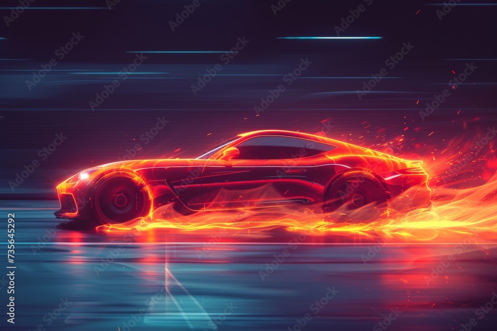 Car wallpaper, futuristic car wallpaper with a fantastic light effect background