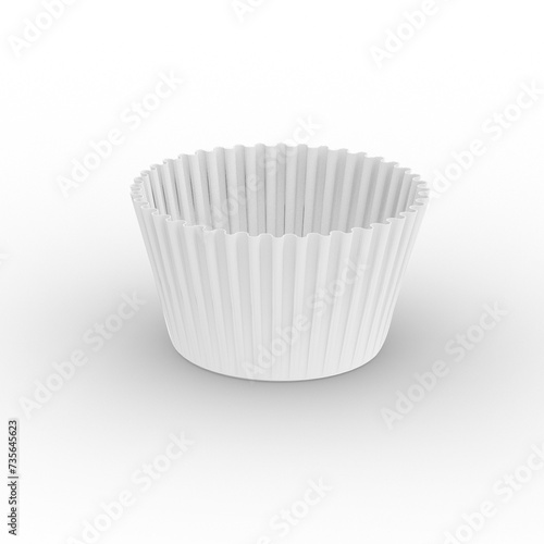 Pastry concept of white cup cake liners isolated on plain backgound   suitable for food project.