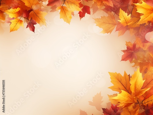Autumn Leaves Background with Empty White Copy Space. Generative AI