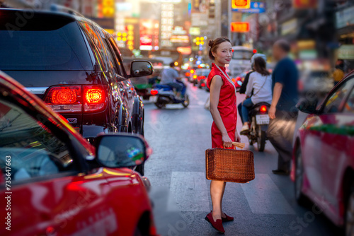 Wallpaper Mural Chinese woman wearing traditional clothing walks around Yaowarat, Bangkok, Thailand, Chinese New Year Torontodigital.ca