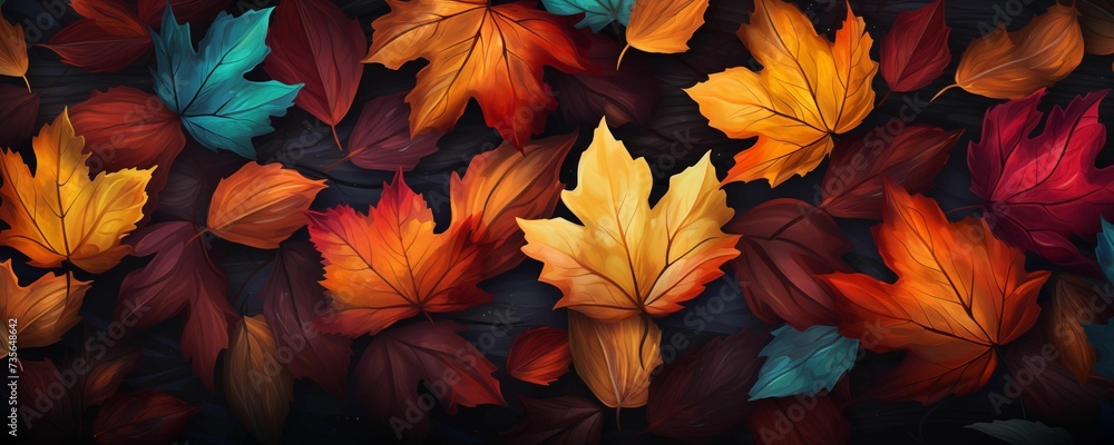 Autumn Leaves Background Banner. Generative AI