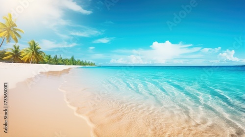 Tropical beach with sand summer holiday background