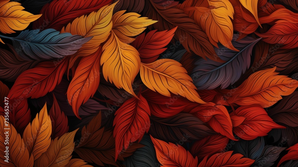 Illustration Autumn Leaves Background. Generative AI