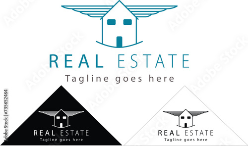 happy house logo, house logo real estate logo flying house logo, little home logo, business logo, property logo