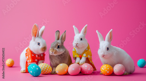 A group of Cute Fashionable Bunnies