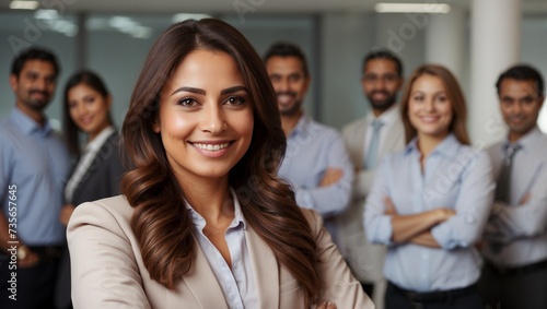 Smiling Bussinesswoman on blur office background