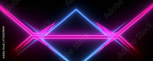Glowing Neon Energy Lines, Geometric Symmetrical Background. Generative AI