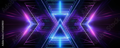 Glowing Neon Energy Lines, Geometric Symmetrical Background. Generative AI © SALEEM