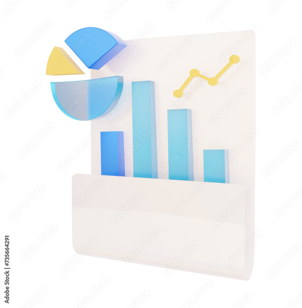 Graphs and charts 3d rendering illustration Graphs and charts 3d rendering illustration
