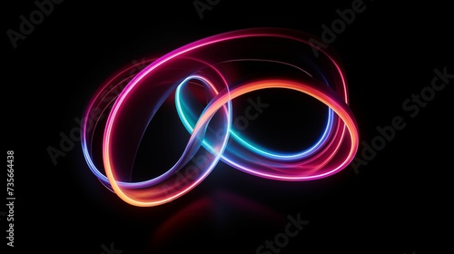 Glowing Colored Neon Waves Isolated on Black Background. Generative AI